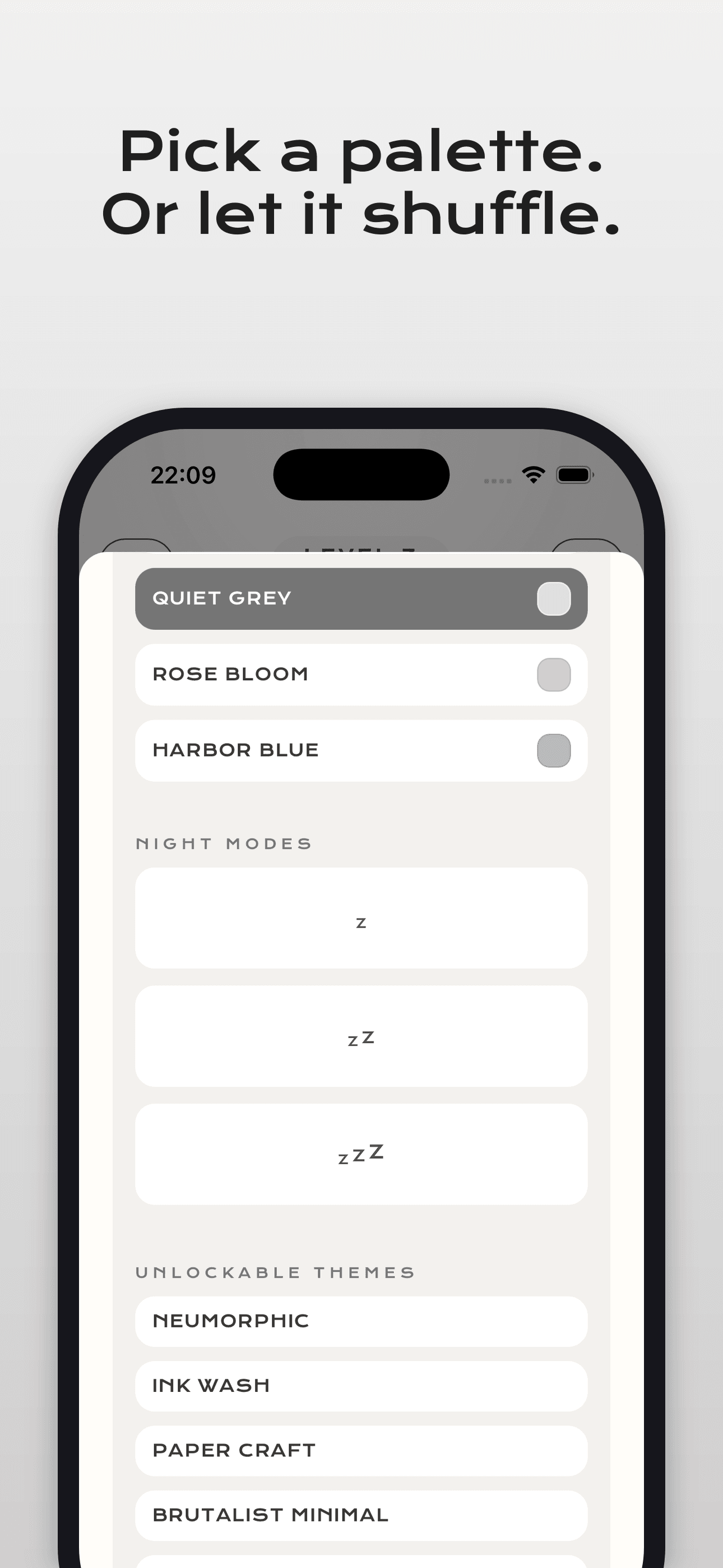 Zento themes — pick a palette or let it shuffle