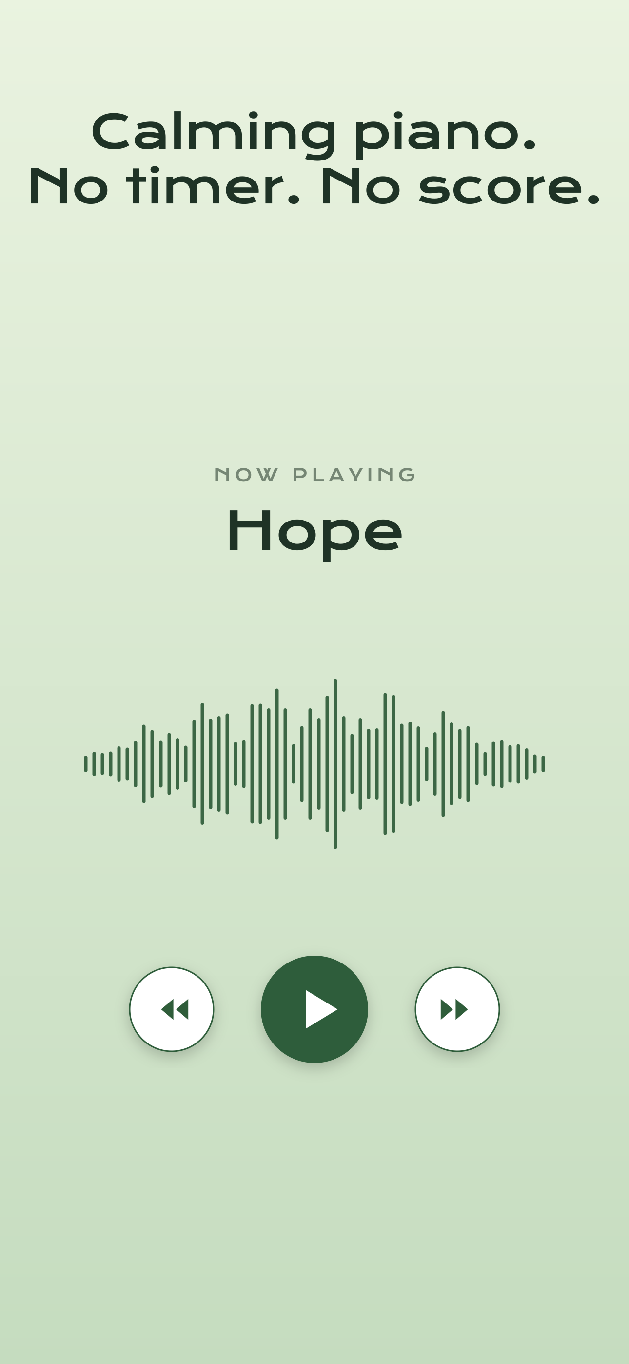 Zento soundtrack — calming piano, no timer, no score